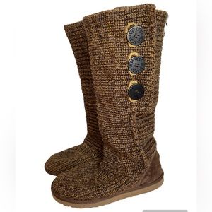 Ugg Australia classic Cardy brown knit mid calf sweater boots women’s size 7